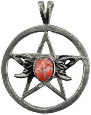 1 1/8 Triple Moon Pentagram amulet H558-ATRIMP