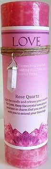 Love pillar candle with Rose Quartz pendant H558-CP90LO
