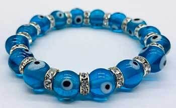 8mm Evil Eye in Aqua bracelet H558-JB8EVIA