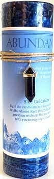 Abundance pillar candle with Blue Sandstone pendant H558-CP90AB