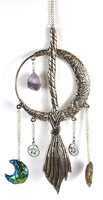12"x 3 1/2" Moon & Broom wall hanging H558-FWH8055