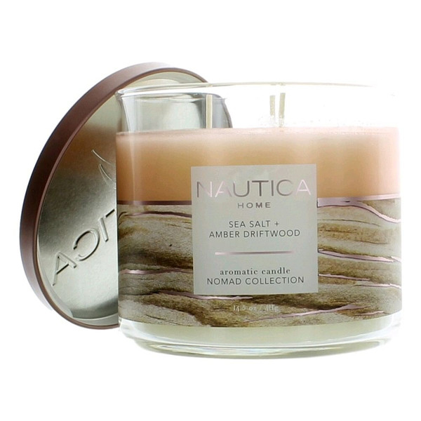 Nautica 14.5 oz Soy Wax Blend 3 Wick Candle - Sea Salt & Amber Driftwood R654-cnssad145