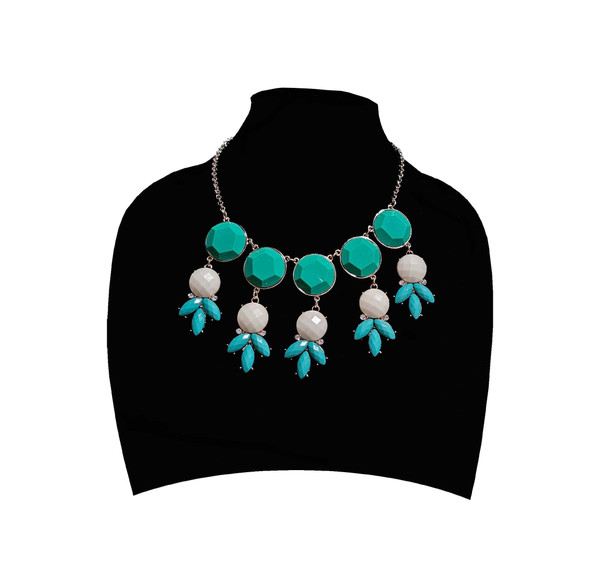 Color: GREEN - CREAMY - Bubble Drizzle ..Necklace And Earrings Set.. K290-40120692801622
