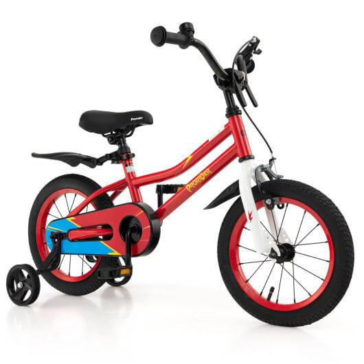 14 Inch Kids Bike with 2 Training Wheels for 3-5 Years Old-Red - Color: Red - Size: 14 inches D681-TS10085RE-14