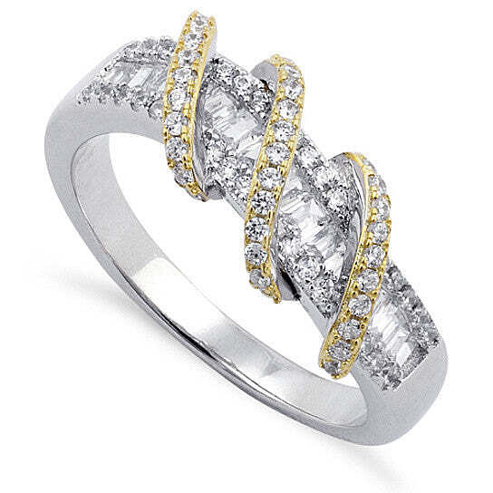 Color: TWO TONE SILVER/GOLD,Size: 9 - Prosper Rings In Various Colors And Combinations K290-47681767440657