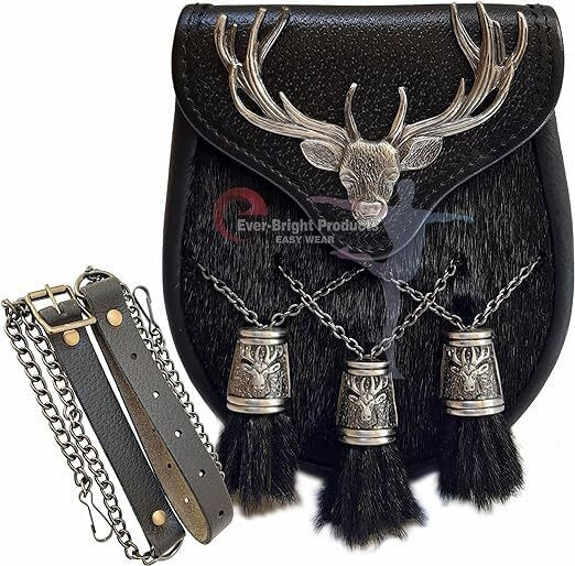Scottish Kilt Semi Dress Seal Skin Sporran Semi Stag Sporran Antique Unique Stag.470 A657-31