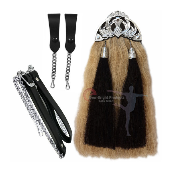 Original Long Horse Hair Dress Sporran With Unique Enamel Cantel A657-5