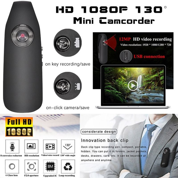 US HD 1080P 130° Mini Camcorder Dash Cam Police Body Motorcycle Bike Motion Camera black K484-PEL_05IY8O8Q_US