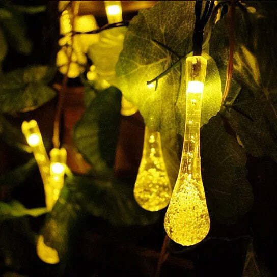 Size: 40 LED,Color: Warm White - Dew Droplets 20 LED Solar Lights Falling Like Dew K290-44722796921105