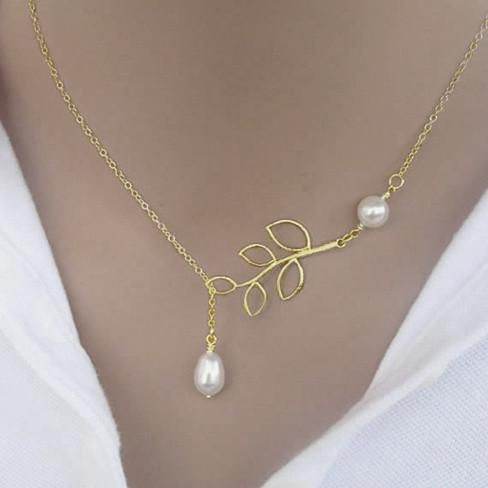 Style: 2 Pearl Lariat,Color: Yellow Gold - Pearls Of Joy Lariat Necklace In White Gold And Yellow G K290-4007007877