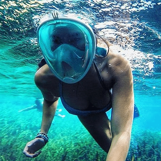 Option: Mask Only,Mask Color: Turquoise - Full Face Snorkel Mask K290-39871454608