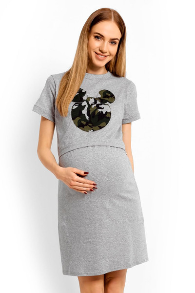 grey - maternity nightgown model 113180 PeeKaBoo U704-113180