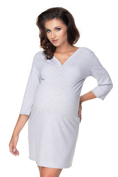 grey - maternity nightgown model 138229 PeeKaBoo U704-138229