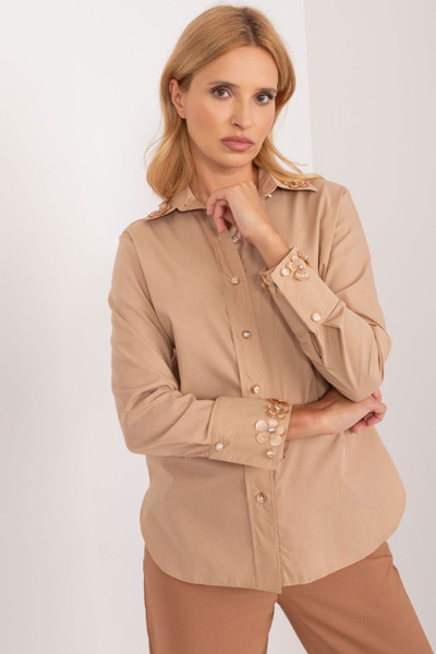 beige - Long sleeve shirt model 193043 Lakerta U704-193043
