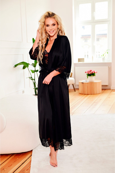 black - Long bathrobe model 187013 Kalimo U704-187013