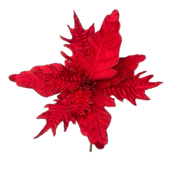 Red Velvet Poinsettia Pick With Glitter 12 X 12.5 Inches N274-FC01349552