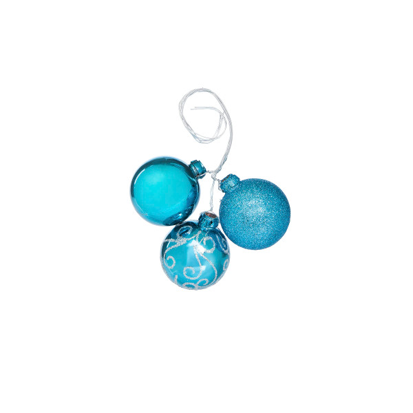 Christmas Floral Blue Christmas Ornament Pick Swirl 5 Inches 3 Tips N274-FC01896064