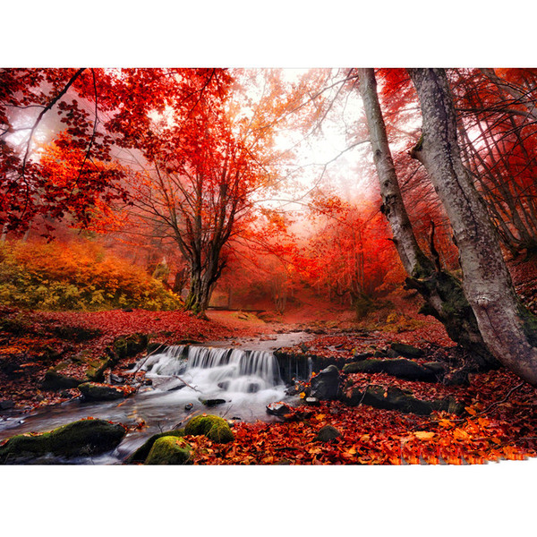 Painting style: Square, Painting size: 45x60cm - Diamond Painting Autumn Forest Embroidery Cross St Q119-CJZS119409624XC