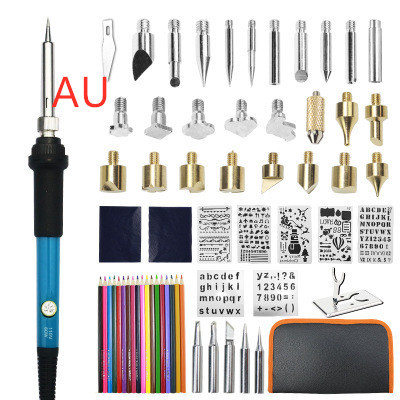 quantity: Q62pcs, Model: AU - Electric iron set 28 pieces of adjustable temperature brush Q119-CJJZGJGJ00116-Q62pcs-AU