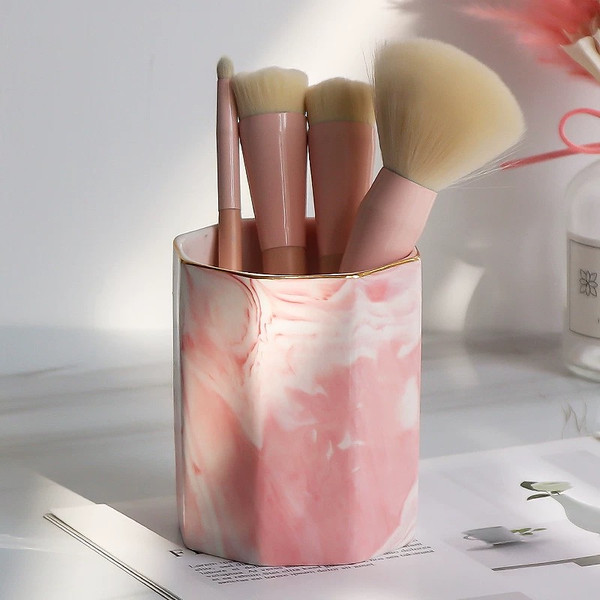 Color: Pink - Marble comb storage tube Q119-CJJZGJGJ00159-Pink