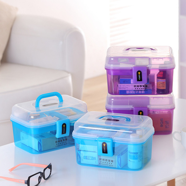 Hao Feng plastic portable tool kit thickened storage box transparent cosmetic box double classifica Q119-CJJZGJGJ00023