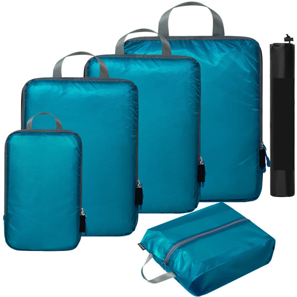 Color: Sky Blue 5pcs - Waterproof Travel Buggy Bag Four-piece Five-piece Set Q119-CJYD201090208HS