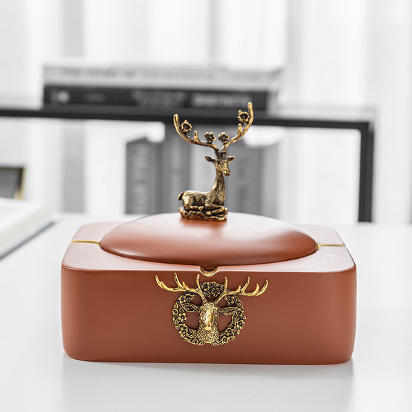 Color: Square - Ashtray With Lid Anti-fly Ash Ashtray Ornament Pendulum Q119-CJGJ113950602BY
