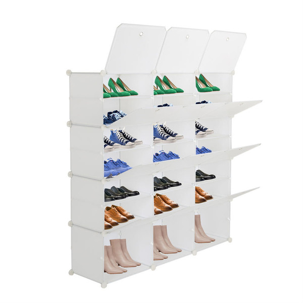 US 7-tier 21 Grids Storage Shoe Cabinet Shoe Rack Organizer White K484-PHO_0WHK93CX_US