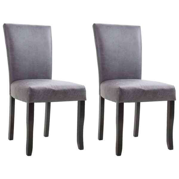 Dining Chairs 2 pcs Gray Faux Suede Leather A949-249292