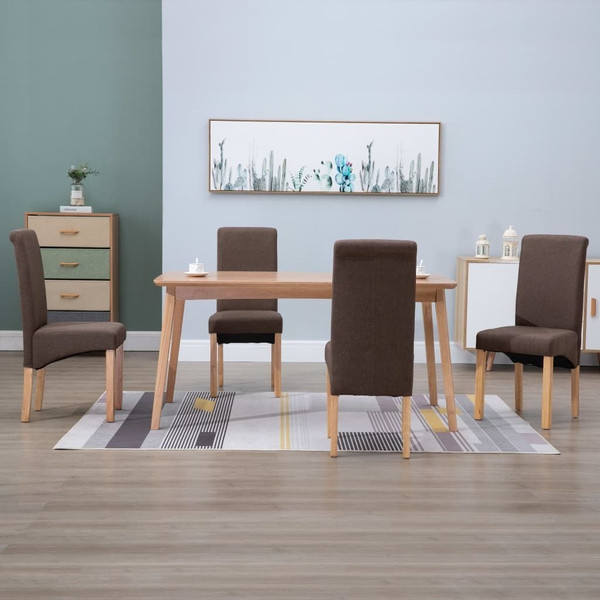 Dining Chairs 4 pcs Brown Fabric A949-249274