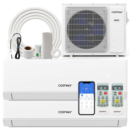 36000 BTU 2 Zone 23 SEER2 Mini Split Air Conditioner Wifi Enabled with Heat Pump-9K + 9K - Color: W D681-UltrEco-36K-06