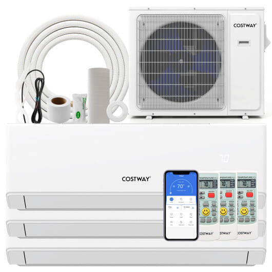36000 BTU 3 Zone 23 SEER2 Mini Split Air Conditioner Wifi Enabled with Heat Pump-9K + 9K + 9K - Col D681-UltrEco-36K-30