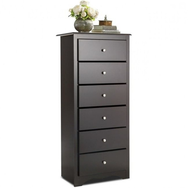 Modern Espresso 6 Drawer Tall Wood Dresser Chest Q280-MDJA6573