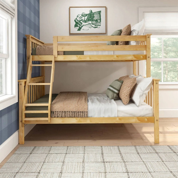 Twin over Full size Solid Wooden Bunk Bed in Natural Pine Wood Finish Q280-FFSBNW41925843