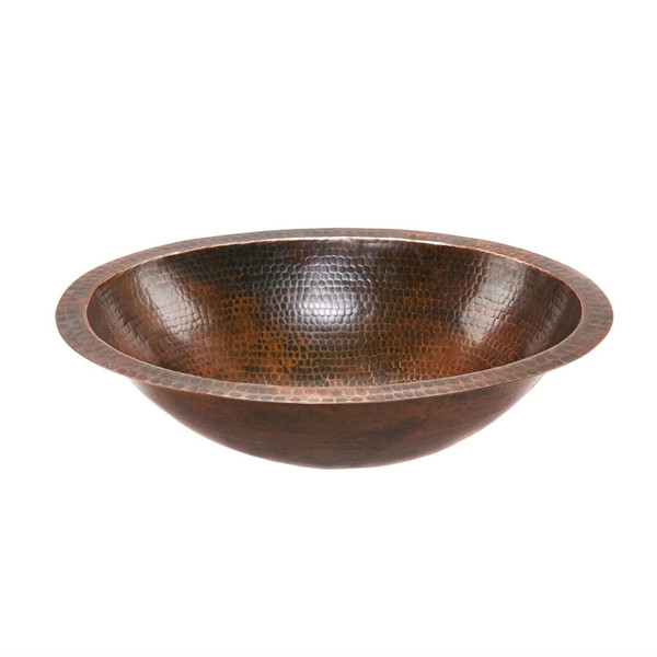 Oval Hammered Copper Bathroom Vessel Sink 17 x 12 inch Q280-PCBWCS19354271