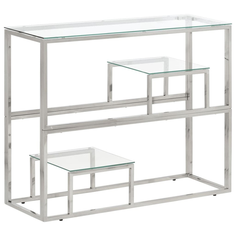  Console Table Silver Stainless Steel and Tempered Glass A949-350009