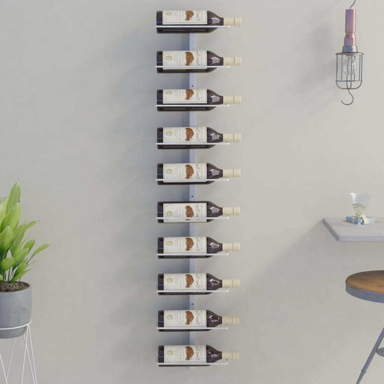  Wall-mounted Wine Rack for 10 Bottles White Metal A949-340904