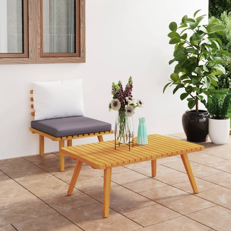  2 Piece Patio Lounge Set with Cushions Solid Acacia Wood A949-316267