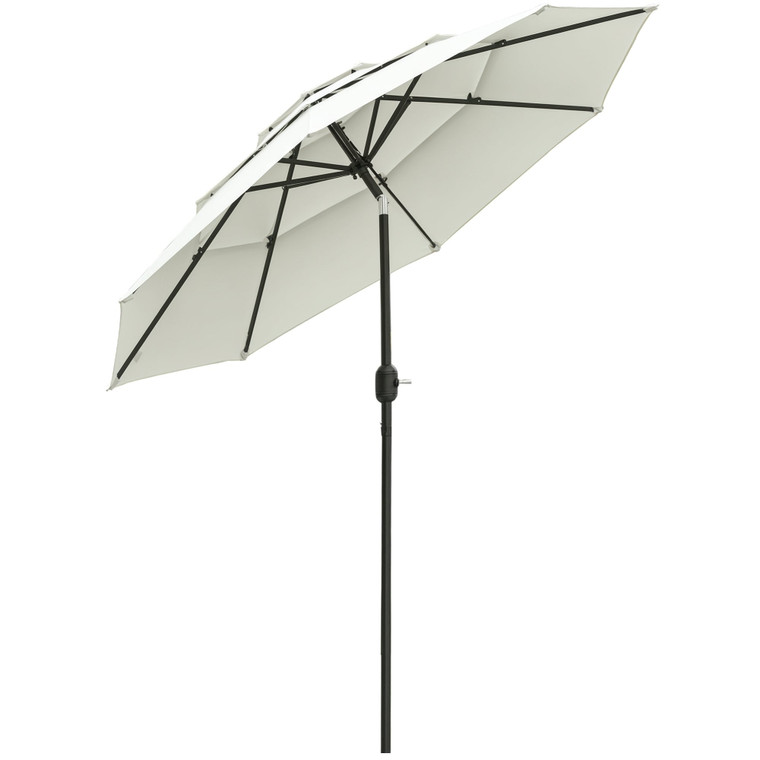 9FT 3 Tiers Patio Umbrella Outdoor Market Umbrella with Crank, Push Button Tilt for Deck, Backyard  P295-84D-177BG