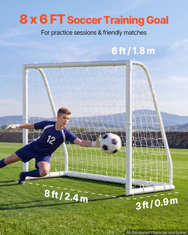  Soccer Goal 8 x 6 FT PVC Soccer Goal for Backyard with PE Net, Portable Weatherproof Set, with Hig E415-PVCZQMPVC86F9IF7R001V0