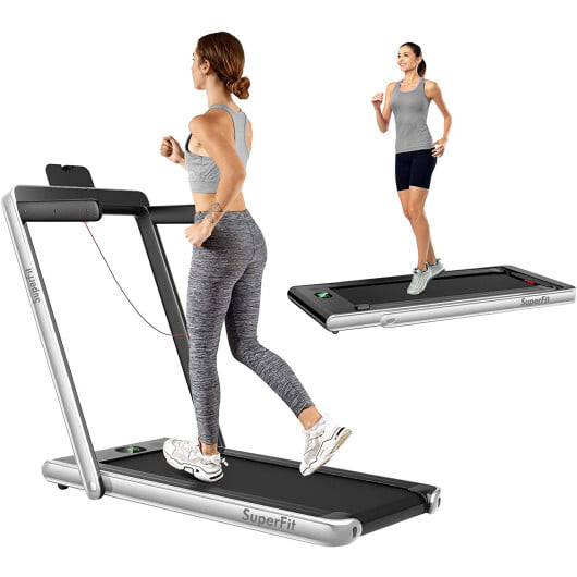 2.25HP 2 in 1 Folding Treadmill with APP Speaker Remote Control-Silver - Color: Silver D681-SP37914US-SL