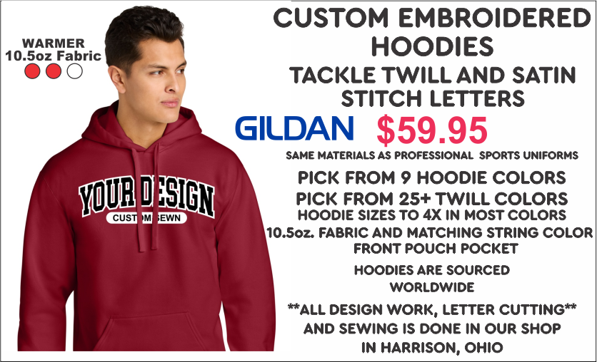 CUSTOM EMBROIDERED HOODIES, SWEATSHIRTS