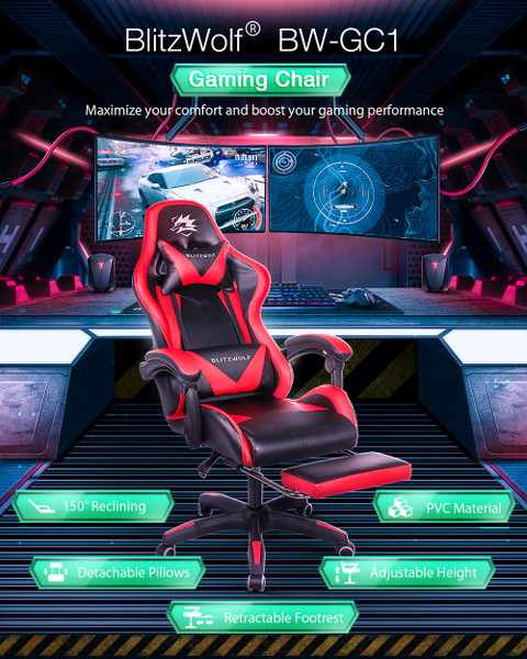 Blitzwolf BW-GC1 Gaming Chair (Adjustable Back and Footrest)