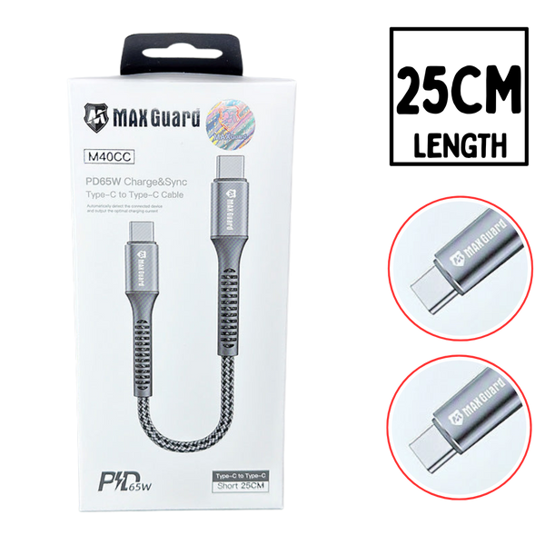 Maxguard 25cm Type C to Type C Charging Cable