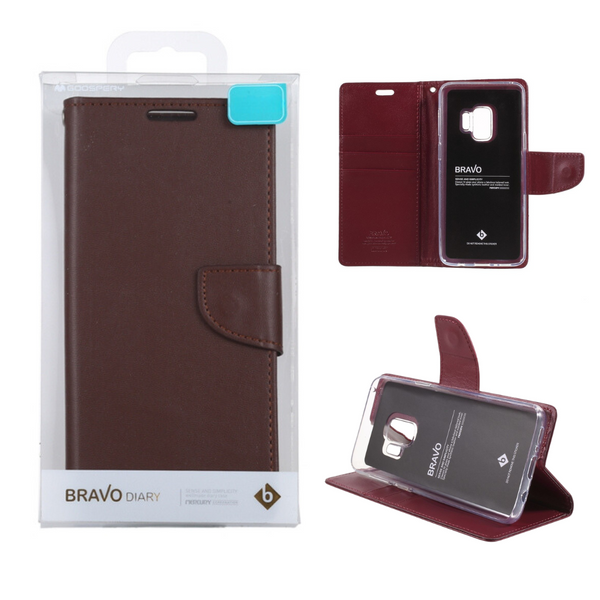 Brown Bravo Diary Wallet Case for Samsung Galaxy S9 Plus