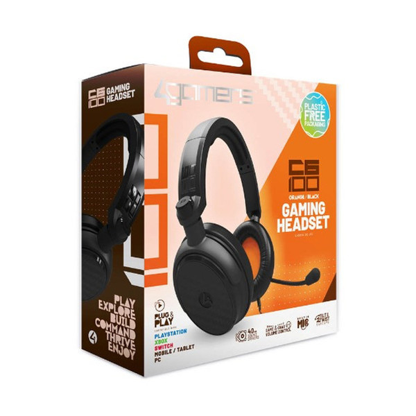4Gamers C6-100 Gaming Headset - Black and Orange