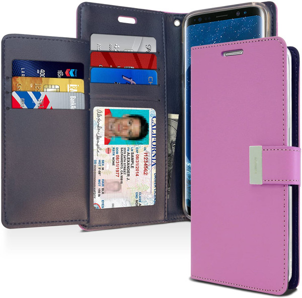 Rich Diary Wallet Case for Samsung Galaxy S9 Plus (Purple & Navy)