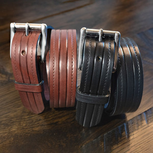 Heavy Duty Embossed Lines Steer Hide Lifetime Belt 1.5"