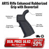 NcStar NcSTAR VG123 AR15 Rifle Enhanced Rubberized Grip with Beavertail, black color, featuring rubberized texture, integrated beavertail, ergonomic finger swell, and non-slip side panels.