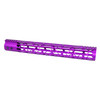 Guntec USA GT-15MDLTE-PURPLE 15" MOD LITE Skeletonized  Series M-LOK Free Floating Handguard With Monolithic Top Rail (Anodized Purple)